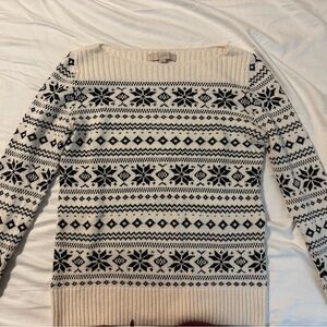 LOFT Cream and Black Nordic Sweater - M